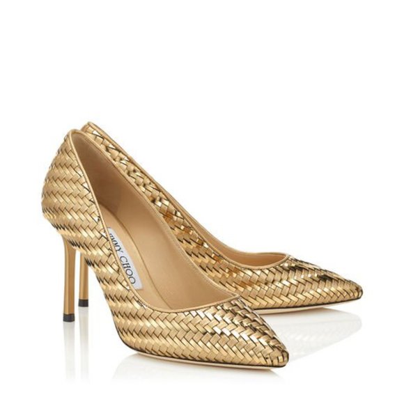Jimmy Choo | Shoes | Jimmy Choo Romy 85 Gold Mix Woven